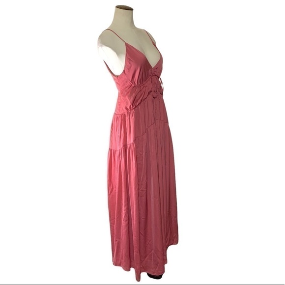 ZARA Maxi Dress Pink Sz XS/S Ruffle V Neck Stappy Feminine Chic Boho Cowgirl - Picture 4 of 14
